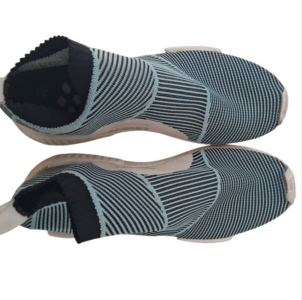 Adidas NMD_CS1 Parley AC8597 Flyknit Sneakers Mens Size 12 Black/Blue Striped - Picture 4 of 10